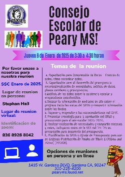 Familias de Husky, ¡únanse a nosotros en nuestra primera reunión del SSC del año!